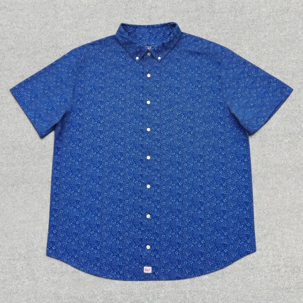 Vineyard Vines Murray Shirt Mens XL Blue Floral Button Down Short Sleeve